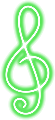 Green neon G clef music