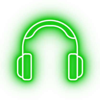 Neon green headphones icon