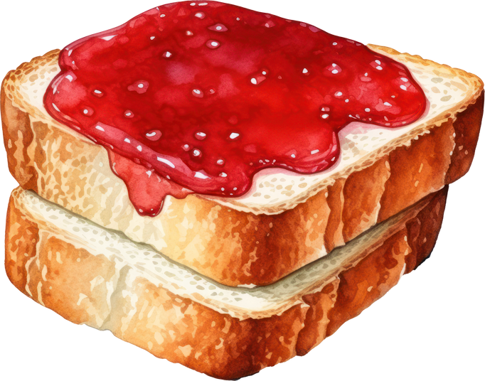 Bread with jam watercolor